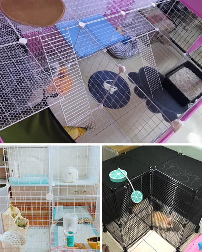 DIY Cage Playpen Fence Small Animal Cage System for Indoor Outdoor (Metal 1.5cm)