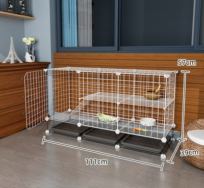 DIY Cage for Rabbit or Guinea Pig with Tray 4cm Metal Mesh Black or White