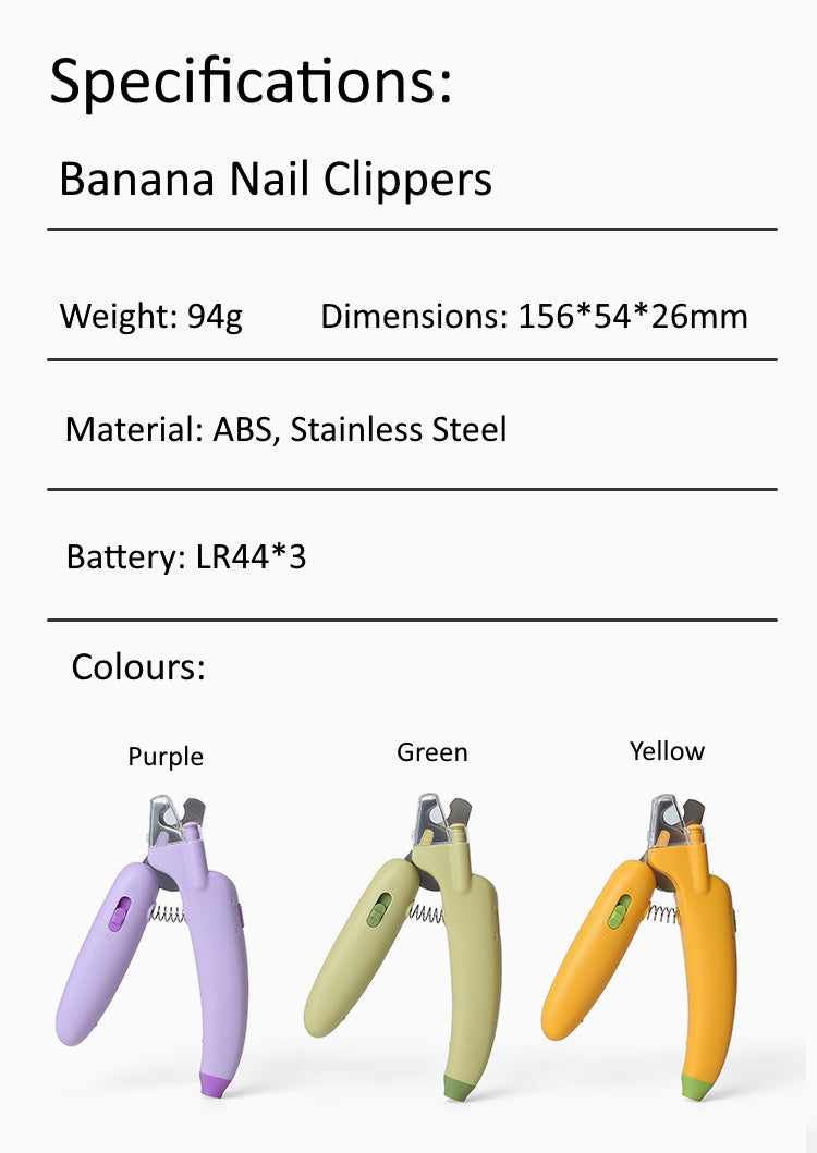 Banana Pet Nail Clippers with LED Light