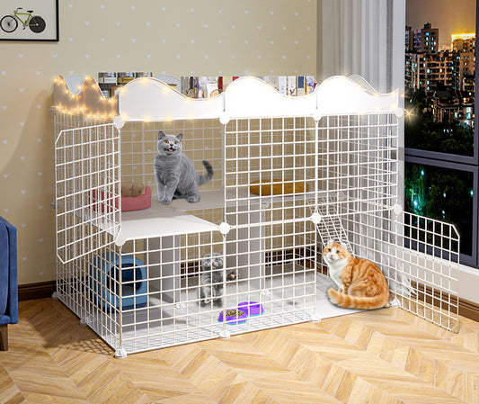DIY Cage with Top Storage Solid Flooring White